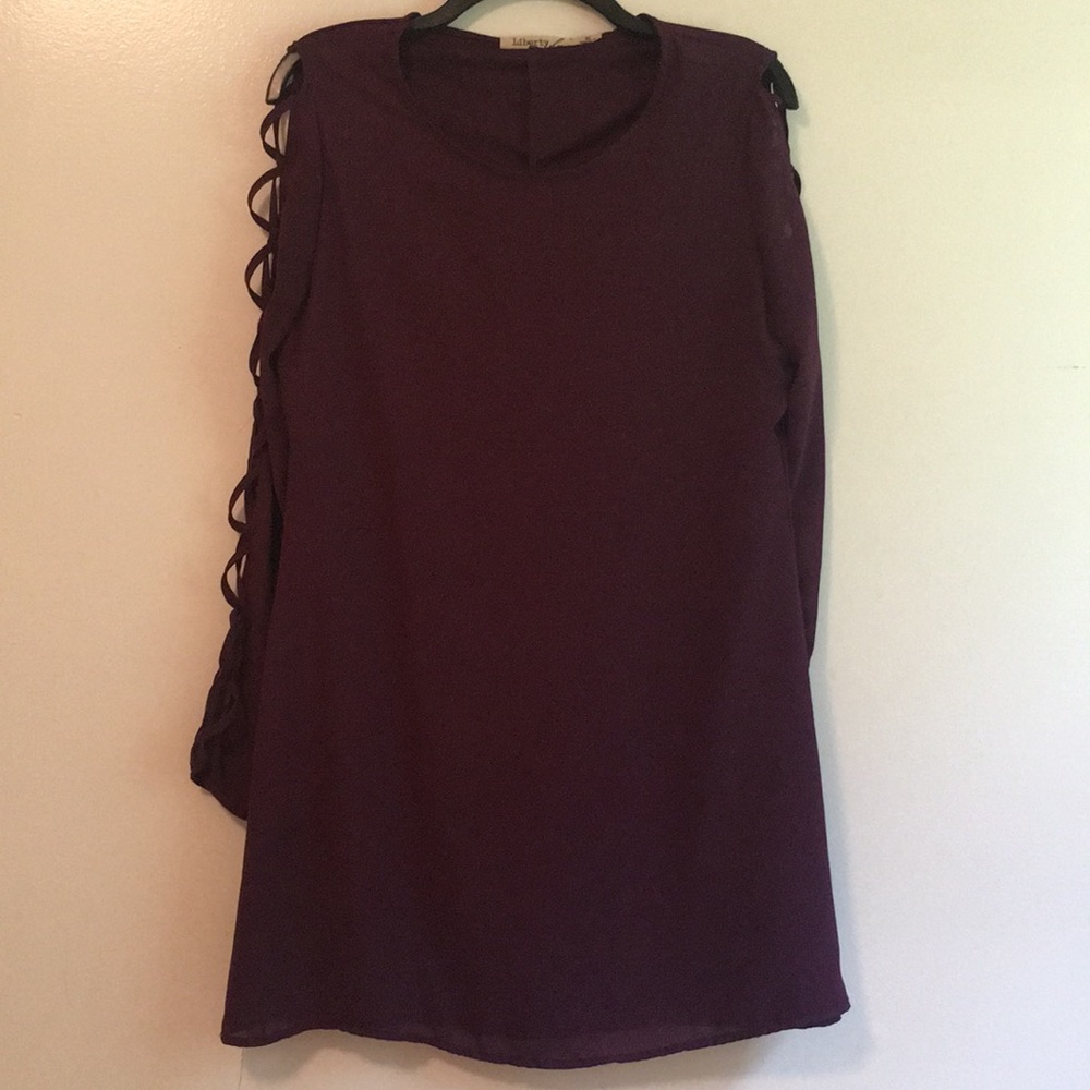 Knee length purple cocktail dress